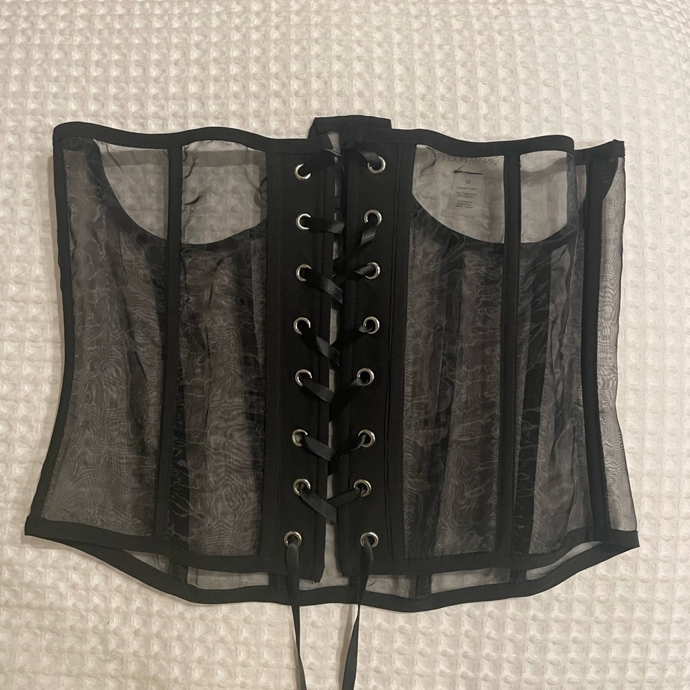 Vanessa Mooney Black Mesh Bustier/Corset Top - Never Worn!